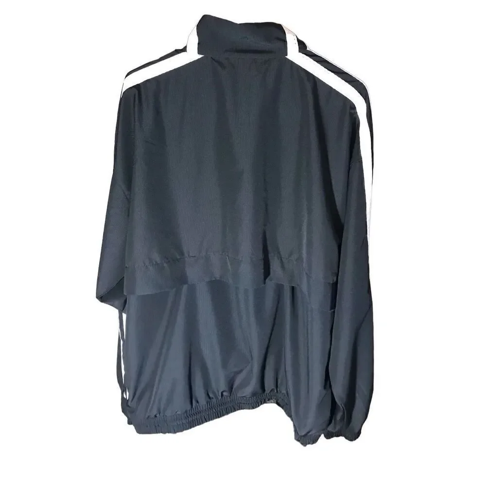 Adidas mens Size Large Tall LT 1/4 zip pullover black windbreaker vented stripe